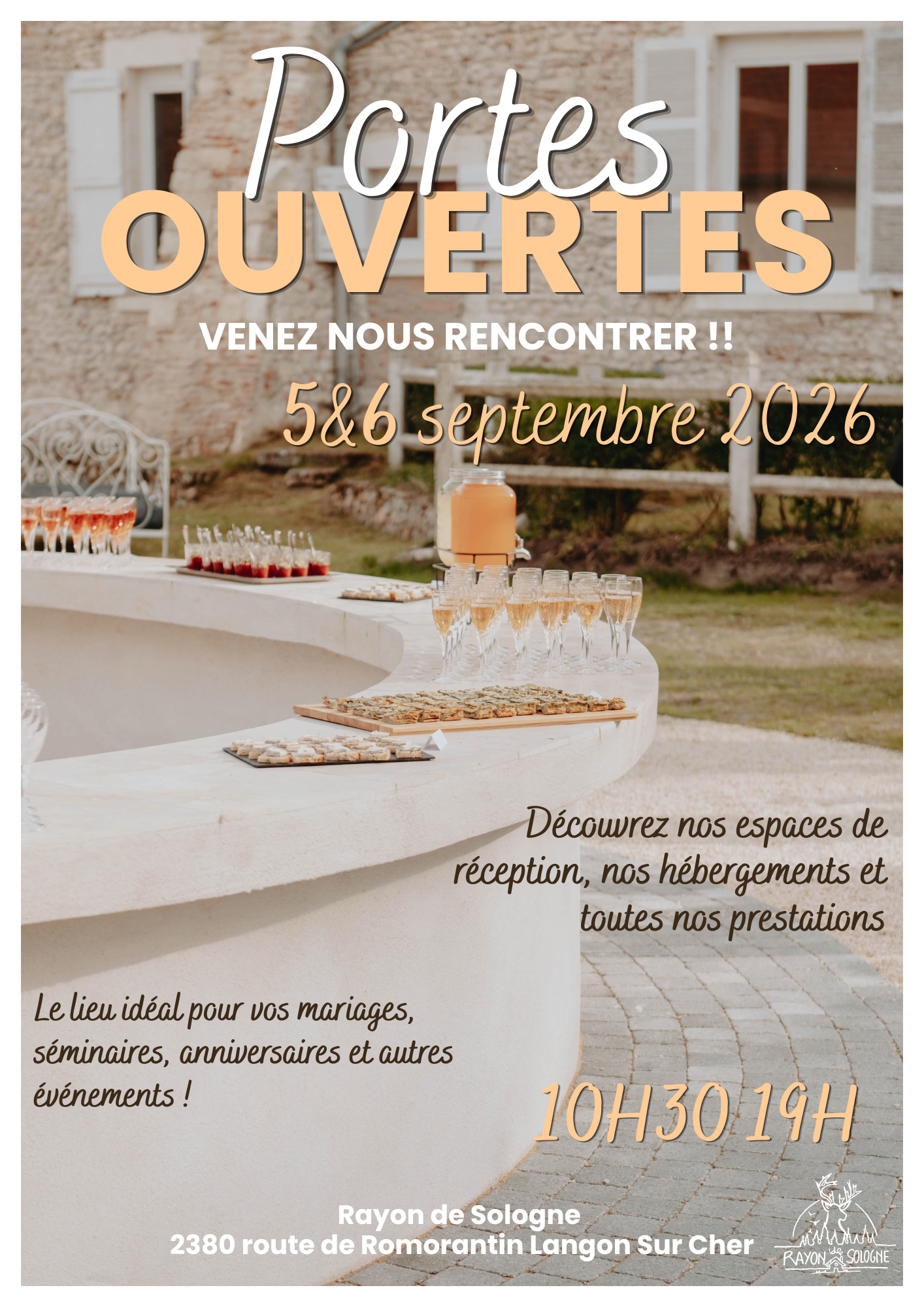 Porte ouverte septembre 2026 visite sans rdv et gratuite hebergement salle reception salle reunion 2h de paris rayon de sologne