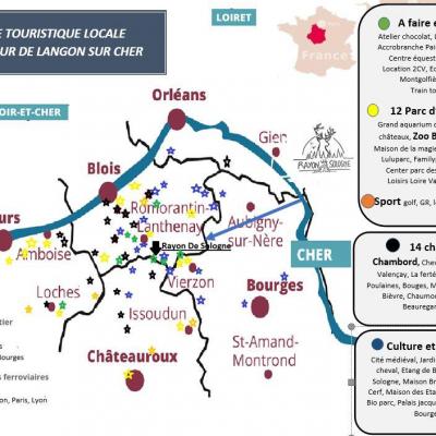 Carte touristique rayon de sologne proche romorantin