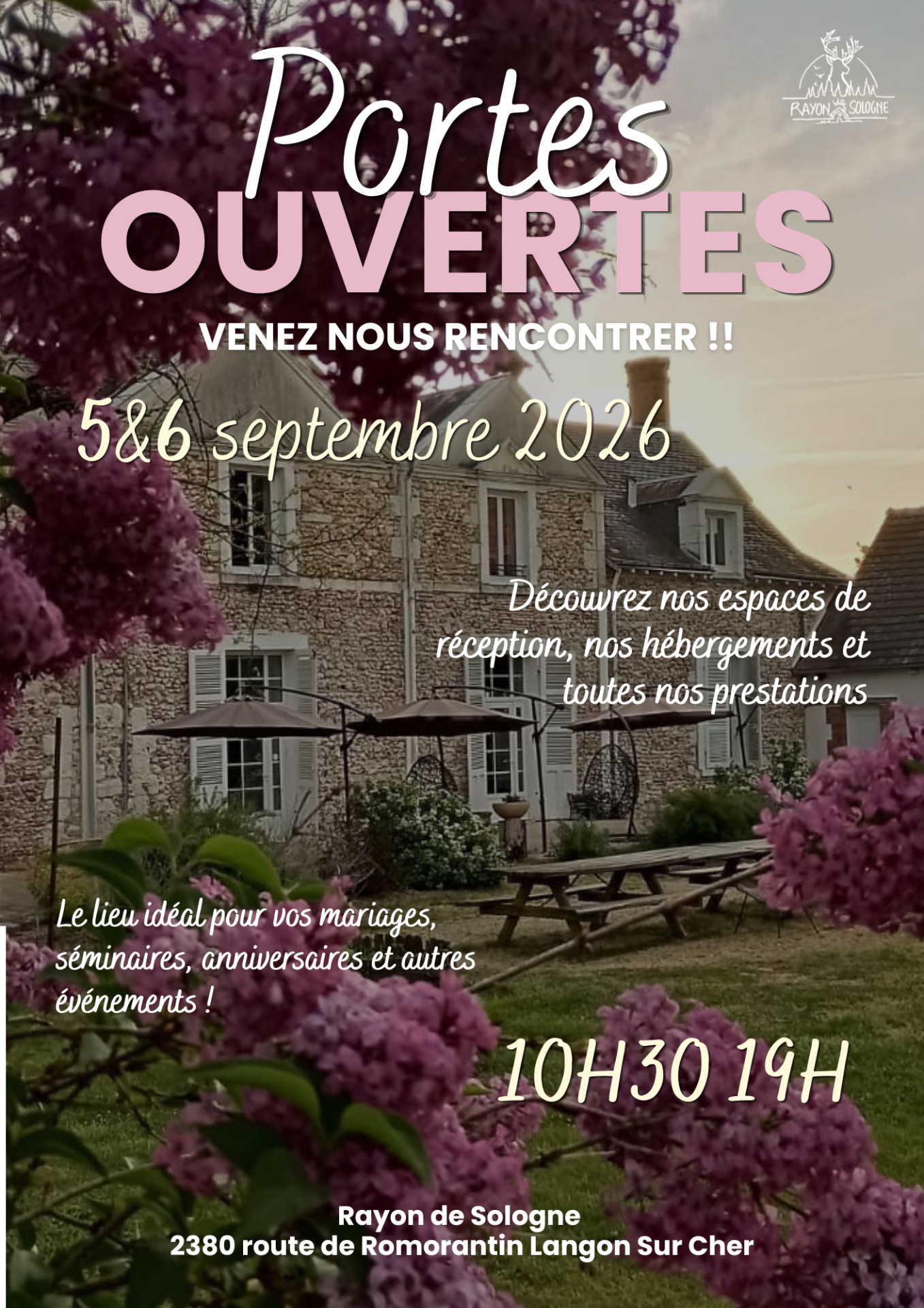 Porte ouverte rayon de sologne mariage seminaire mariage gite de groupe